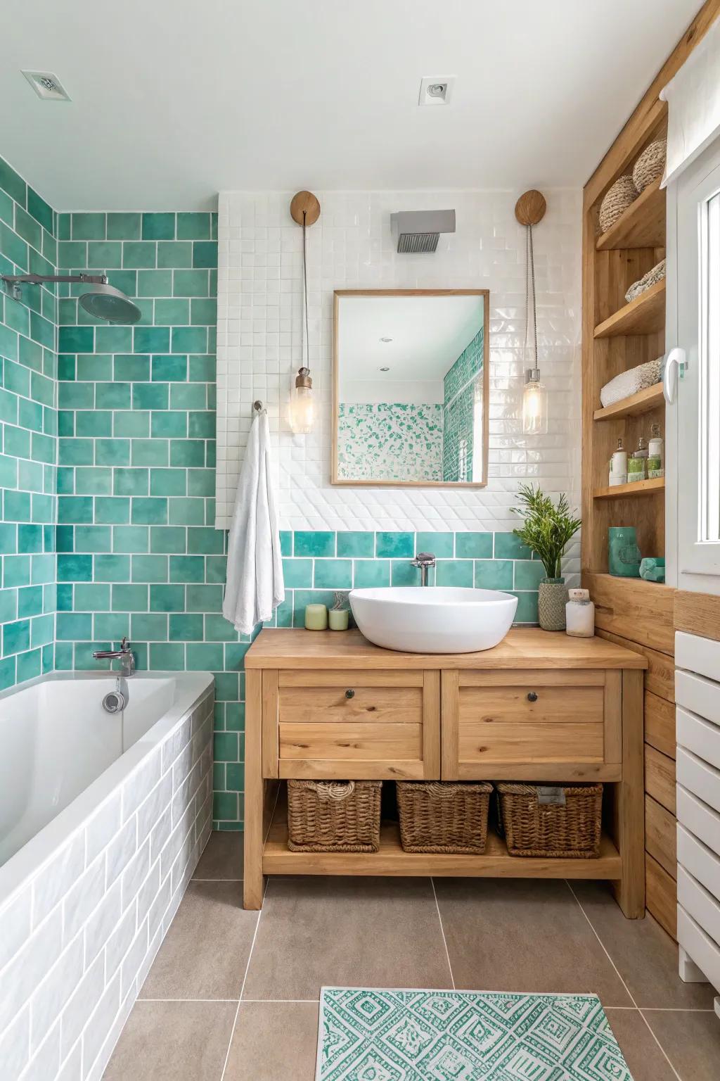 The calming essence of the coast is brought into your house by aqua and turquoise ceramic.