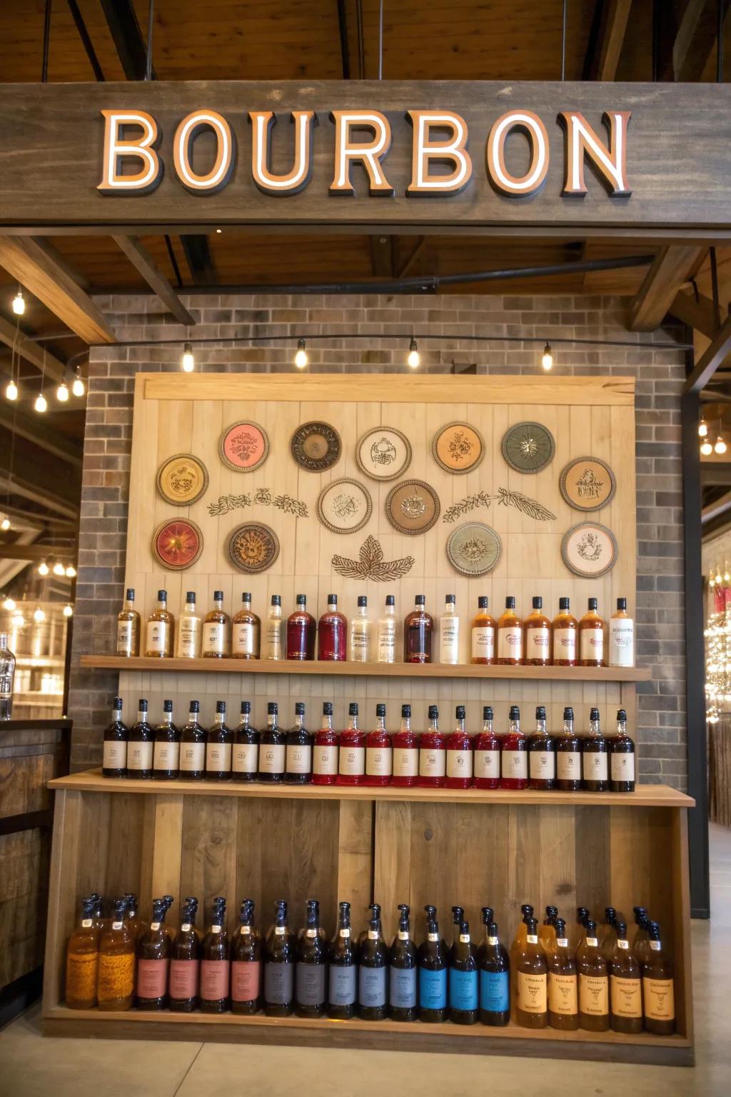 Themed decorations add character to your bourbon showcase.