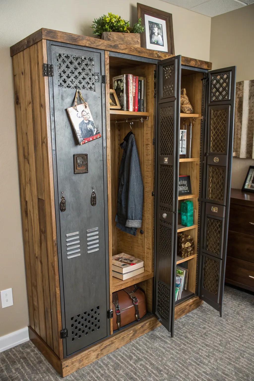 Handcrafted integrated lockers exhibiting individualized allure.