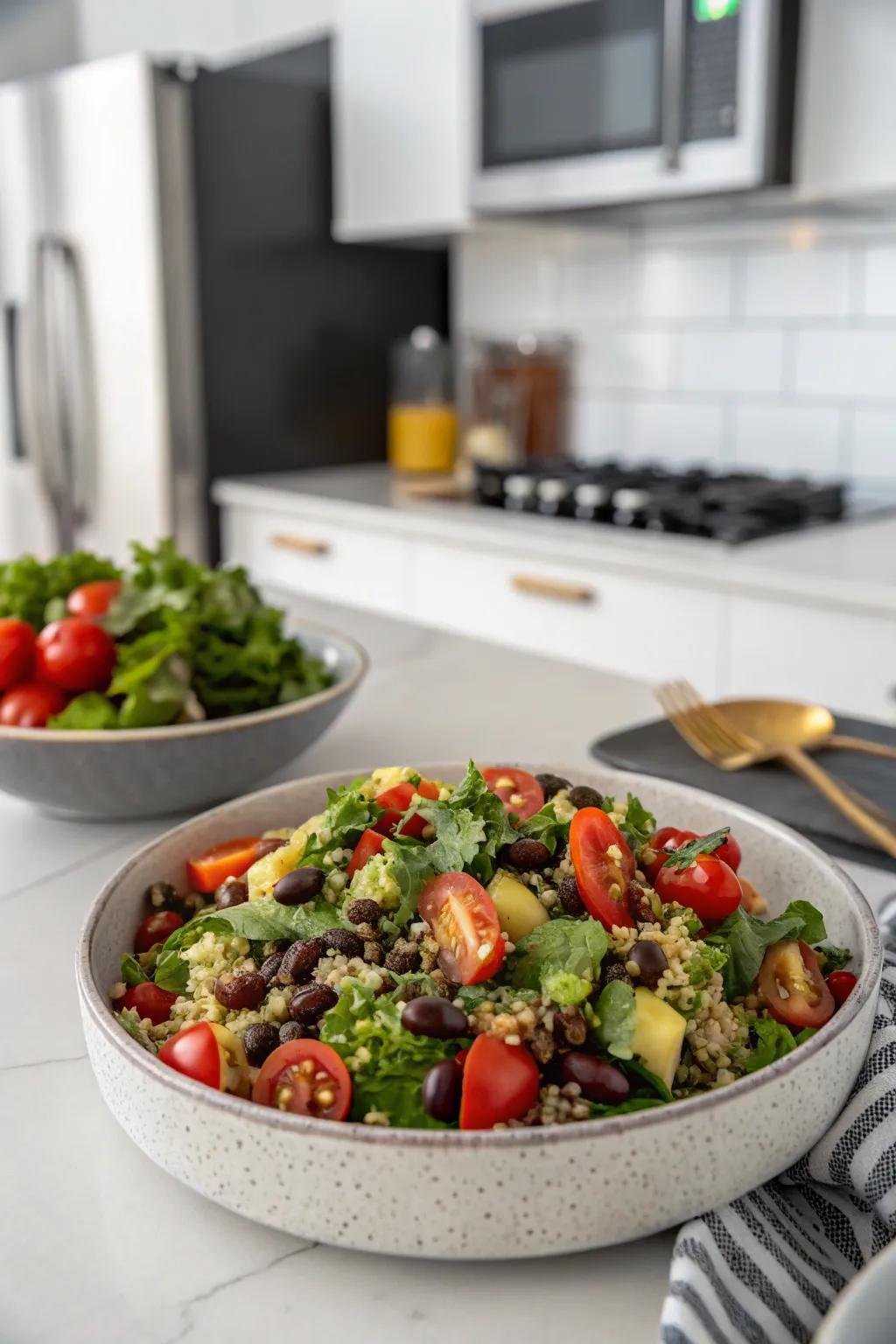 A refreshing quinoa and black bean salad, perfect for any occasion.