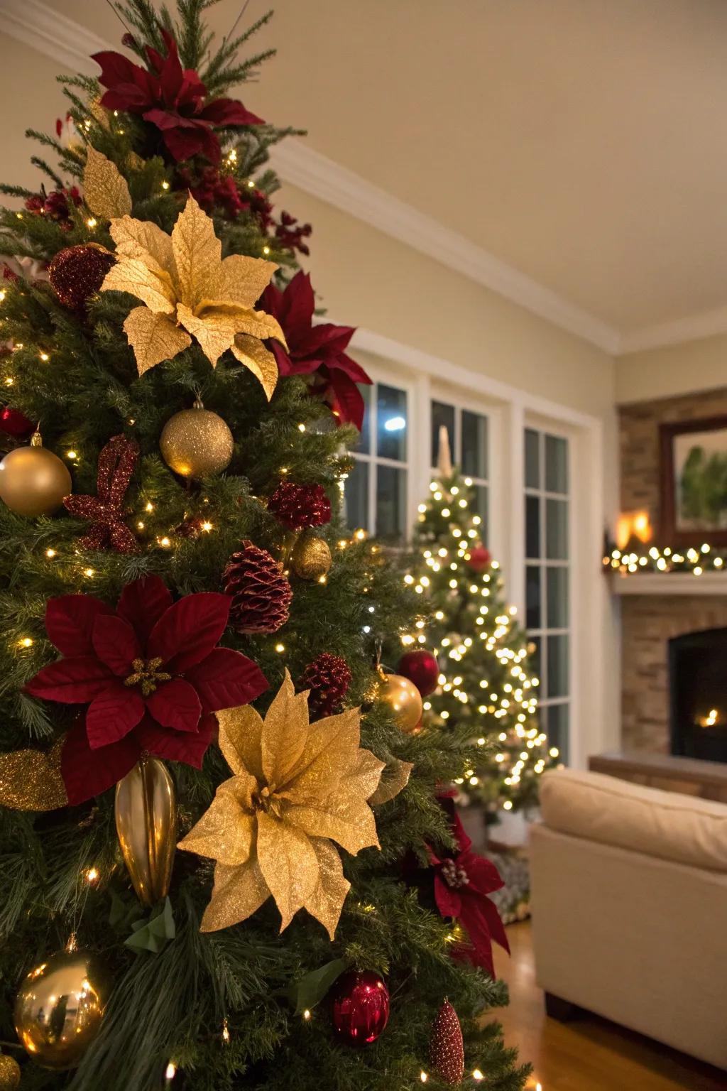 Floral features infuse a hint of the natural world into the tree.