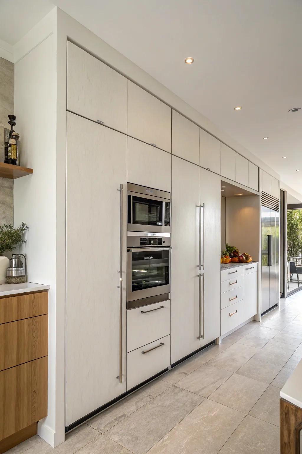 Big cabinet doors give a smooth, neat look.