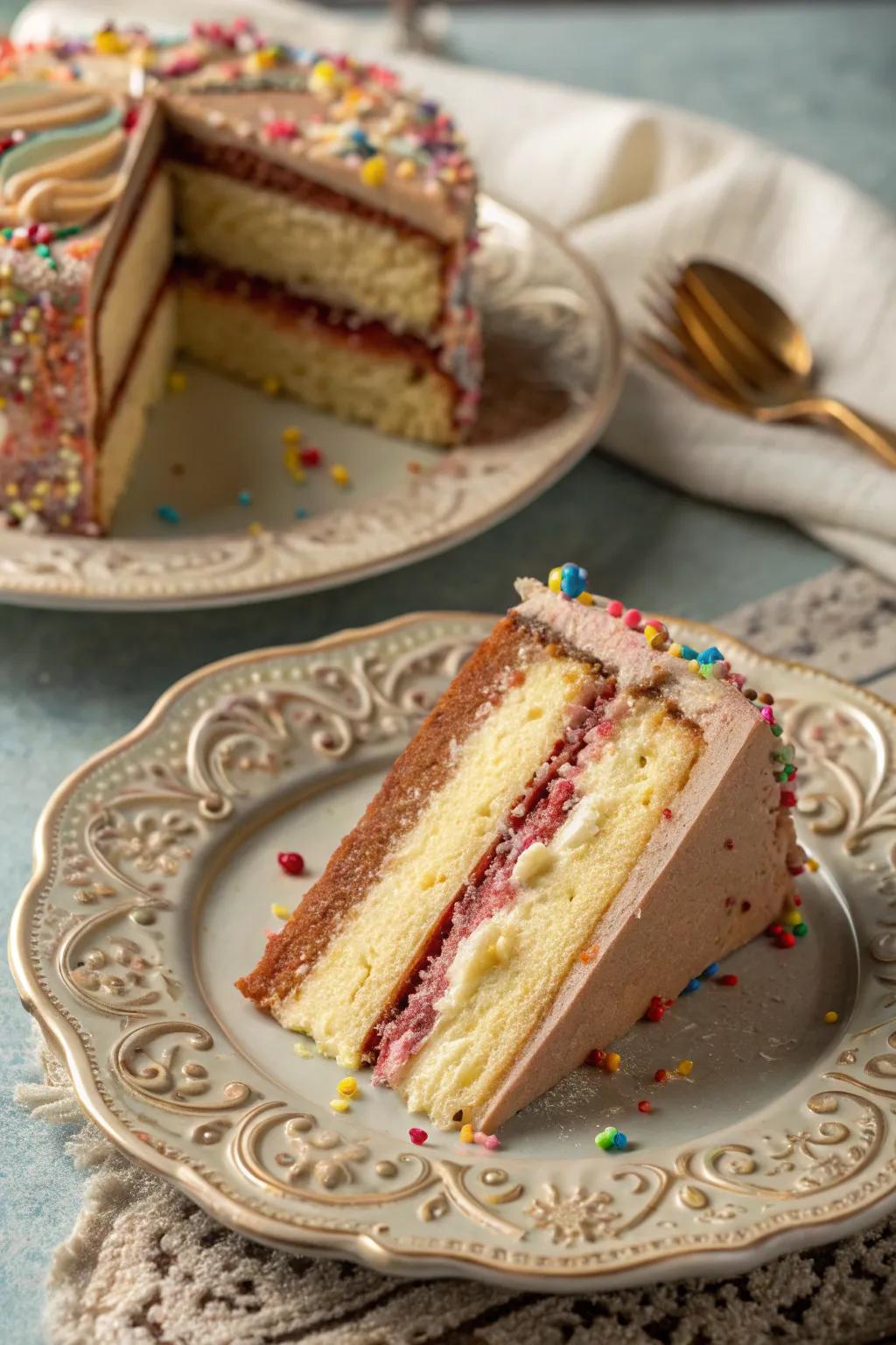 Adding layers brings a stylish twist to your cake layout.