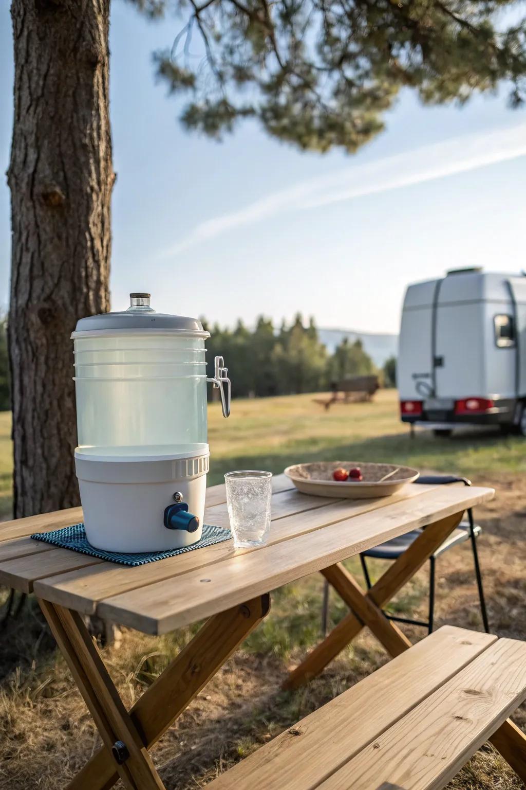Stay hydrated and clean with a portable liquid dispenser.