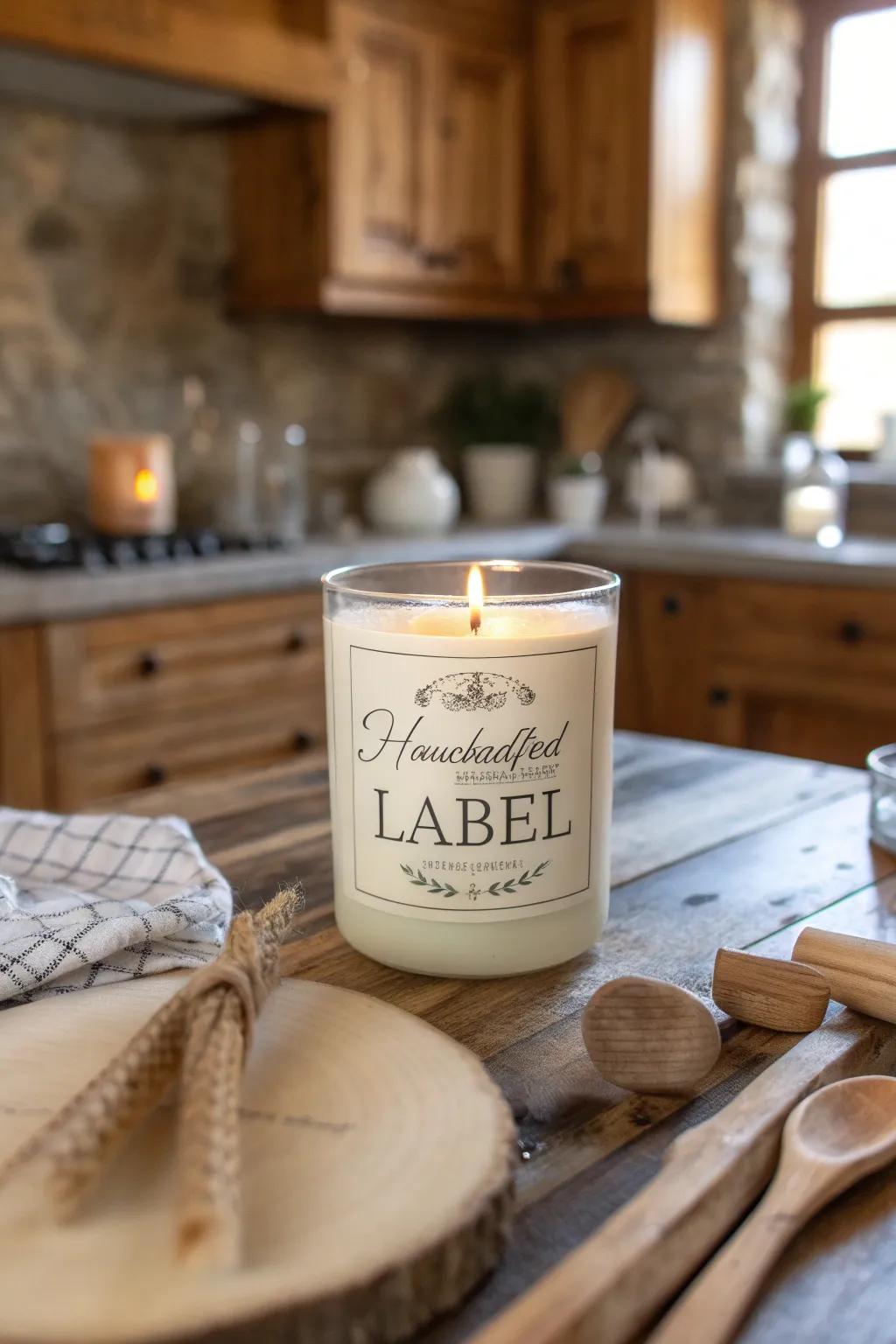 Artisanal candle labels that commemorate the craft of candle creation.