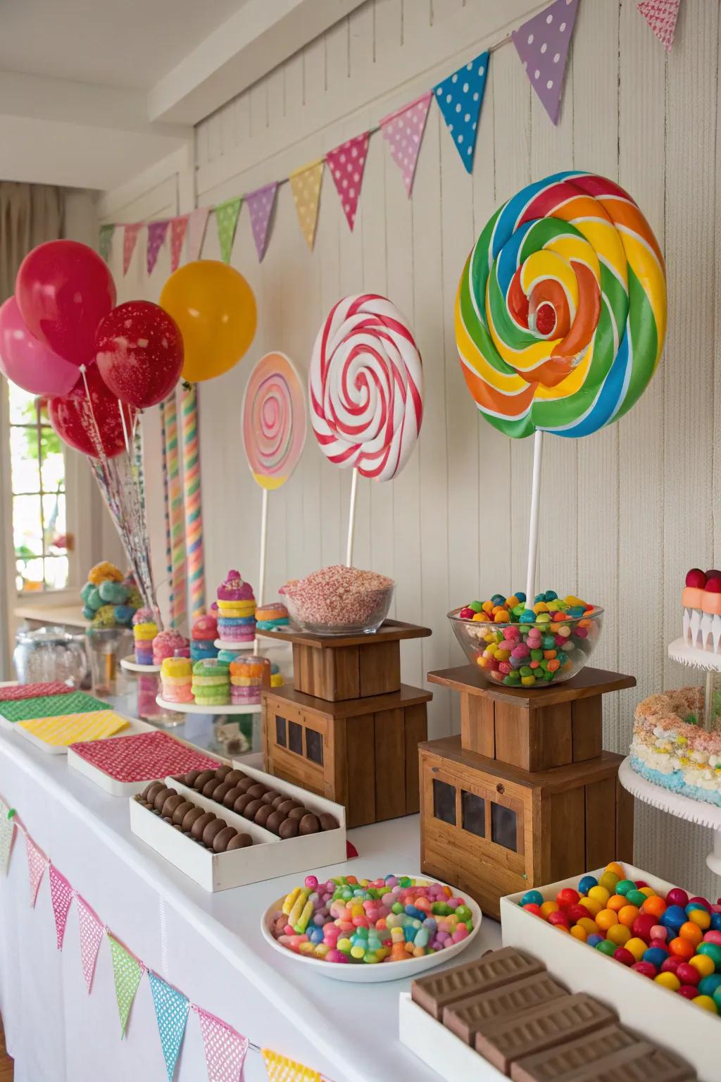 Step into a realm of wonder with this magical sugarland-themed sweets display.