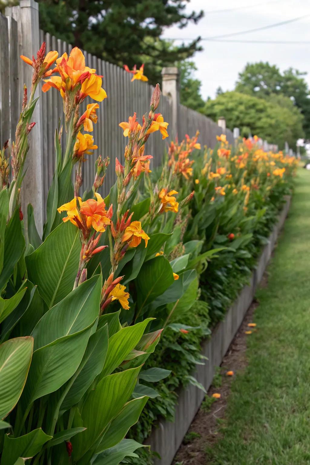 Utilize canna lilies as a natural privacy screen.
