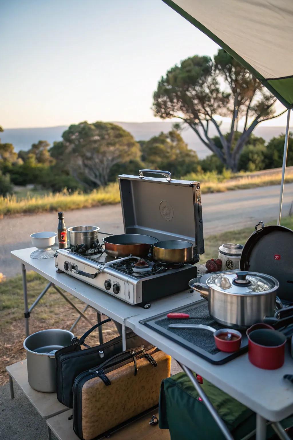 Keep your camp kitchen organized and ready for culinary adventures.