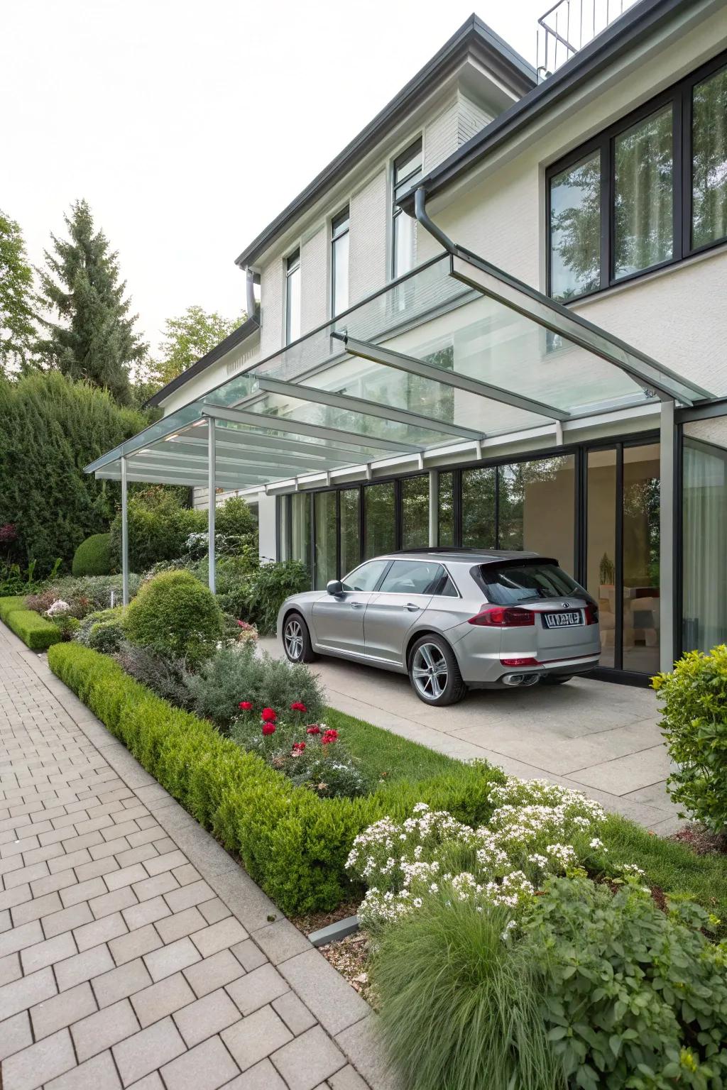 A glass canopy carport showcasing a modern look.