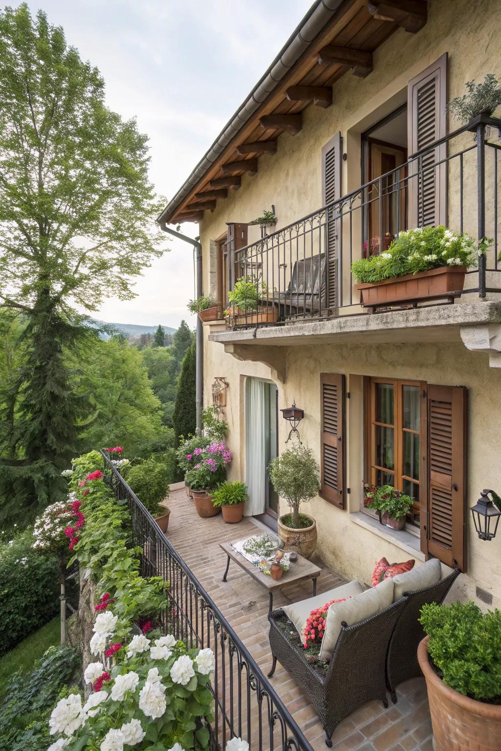 A welcoming balcony presenting a serene outdoor getaway.