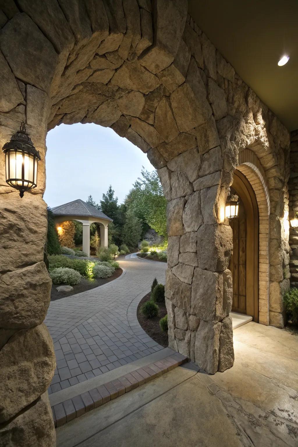Arches fashion a dramatic cave-like entryway.