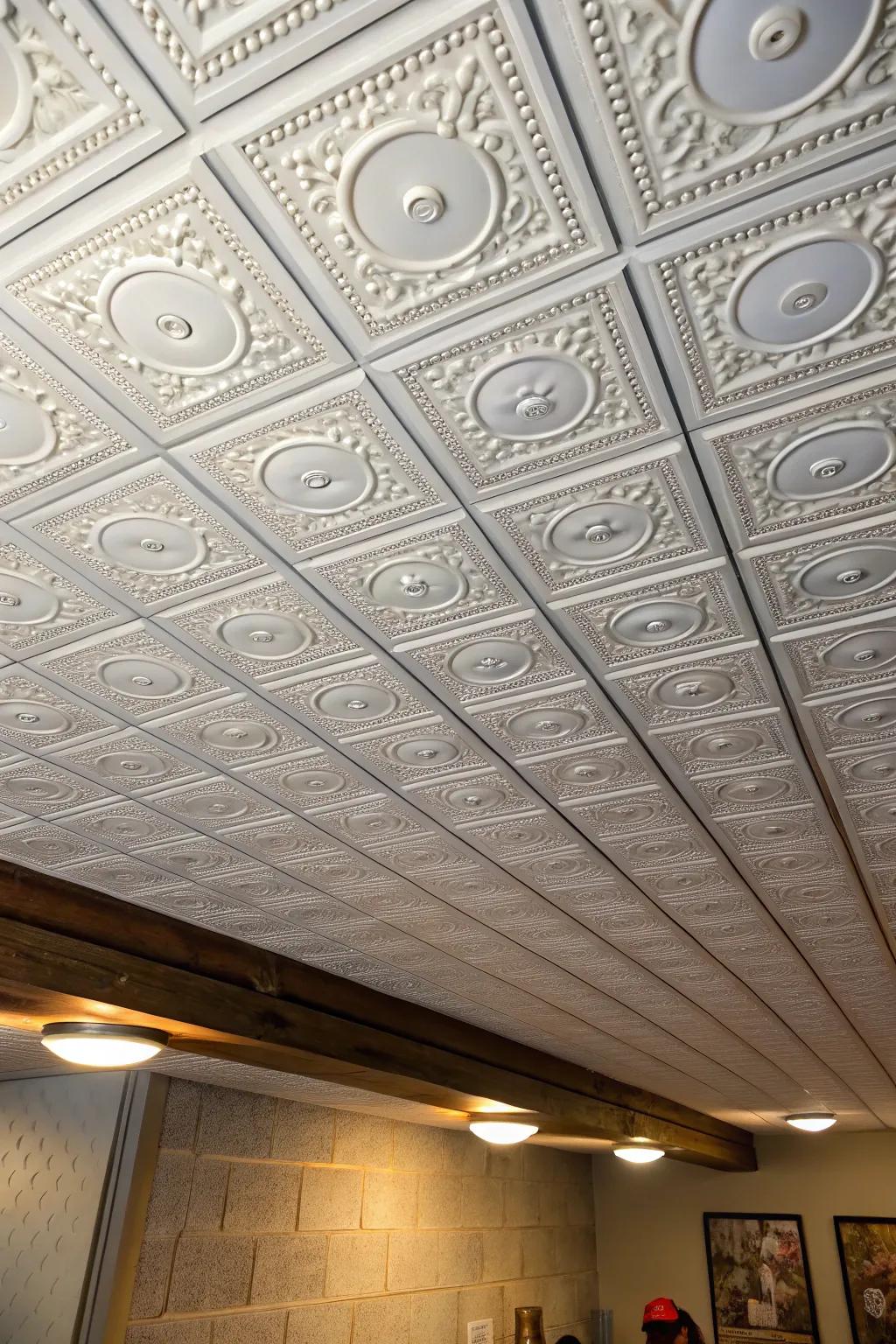 Polystyrene panels offer a straightforward and budget-friendly ceiling renovation.