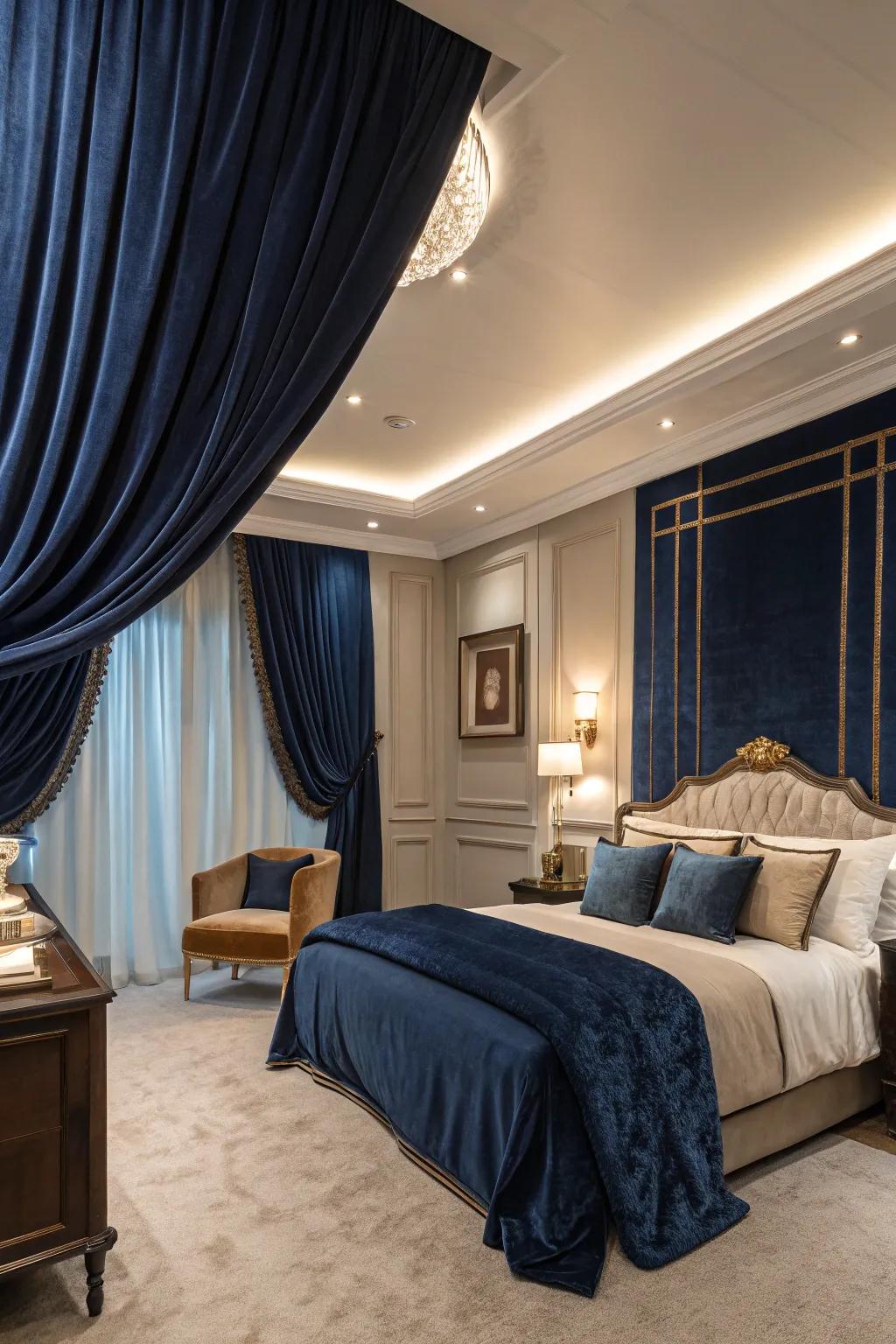 Velvet curtains adding warmth and richness