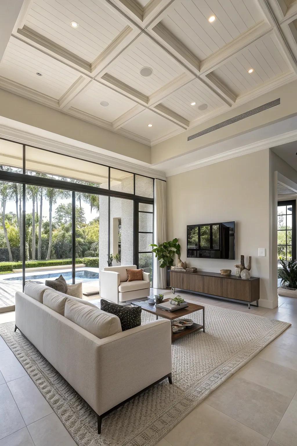 Embrace simplicity with a modern, minimalist ceiling design.