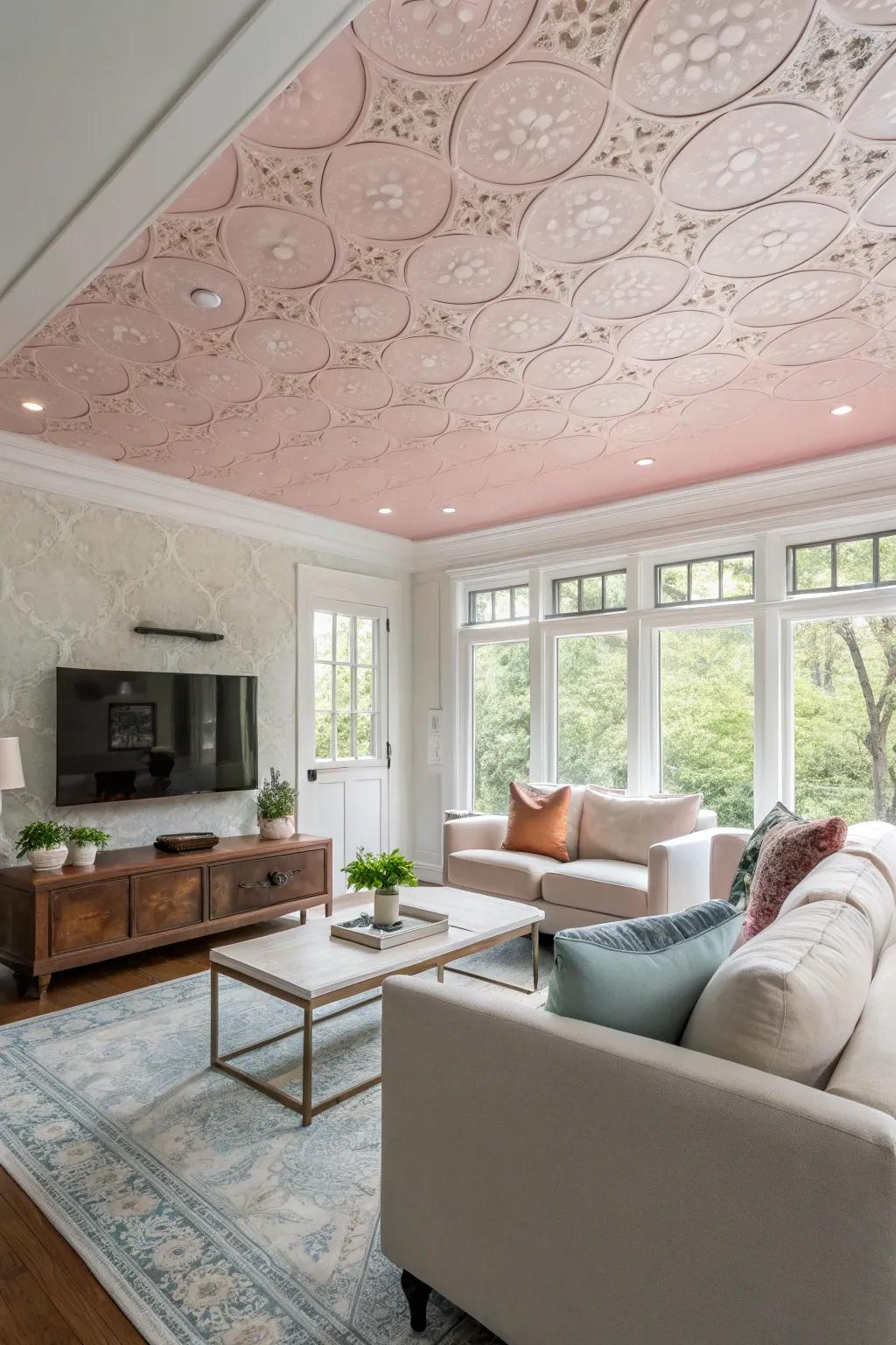 Add character with textured and painted ceilings.
