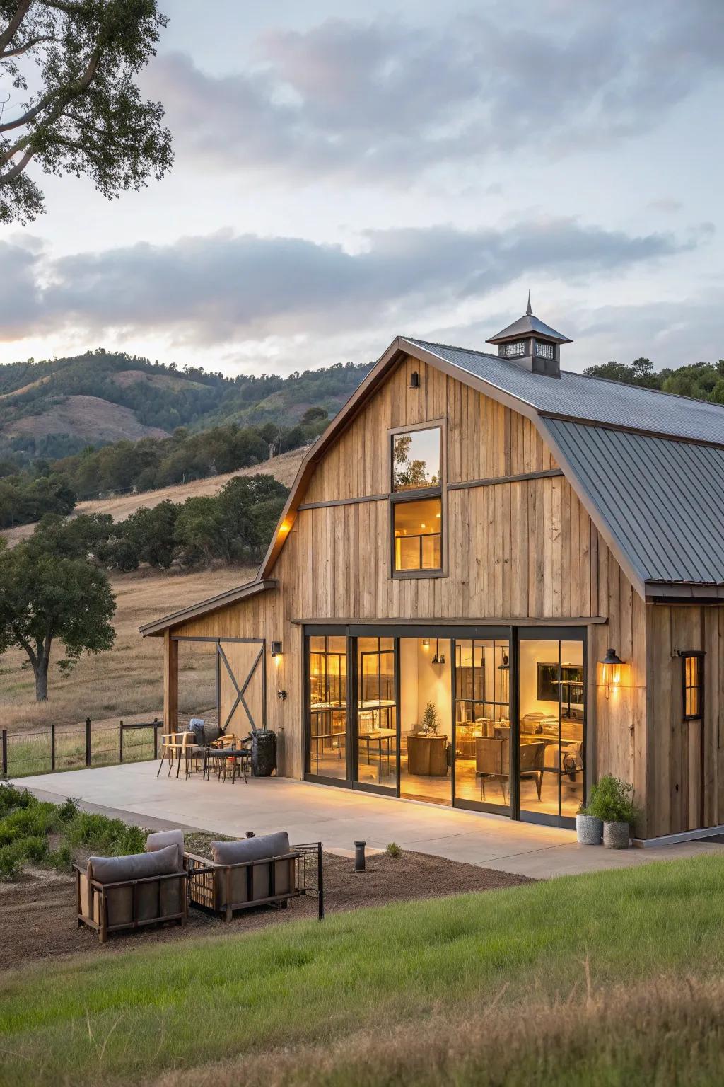 A rustic barn-style home projecting an ideal fusion of heritage and modernism.