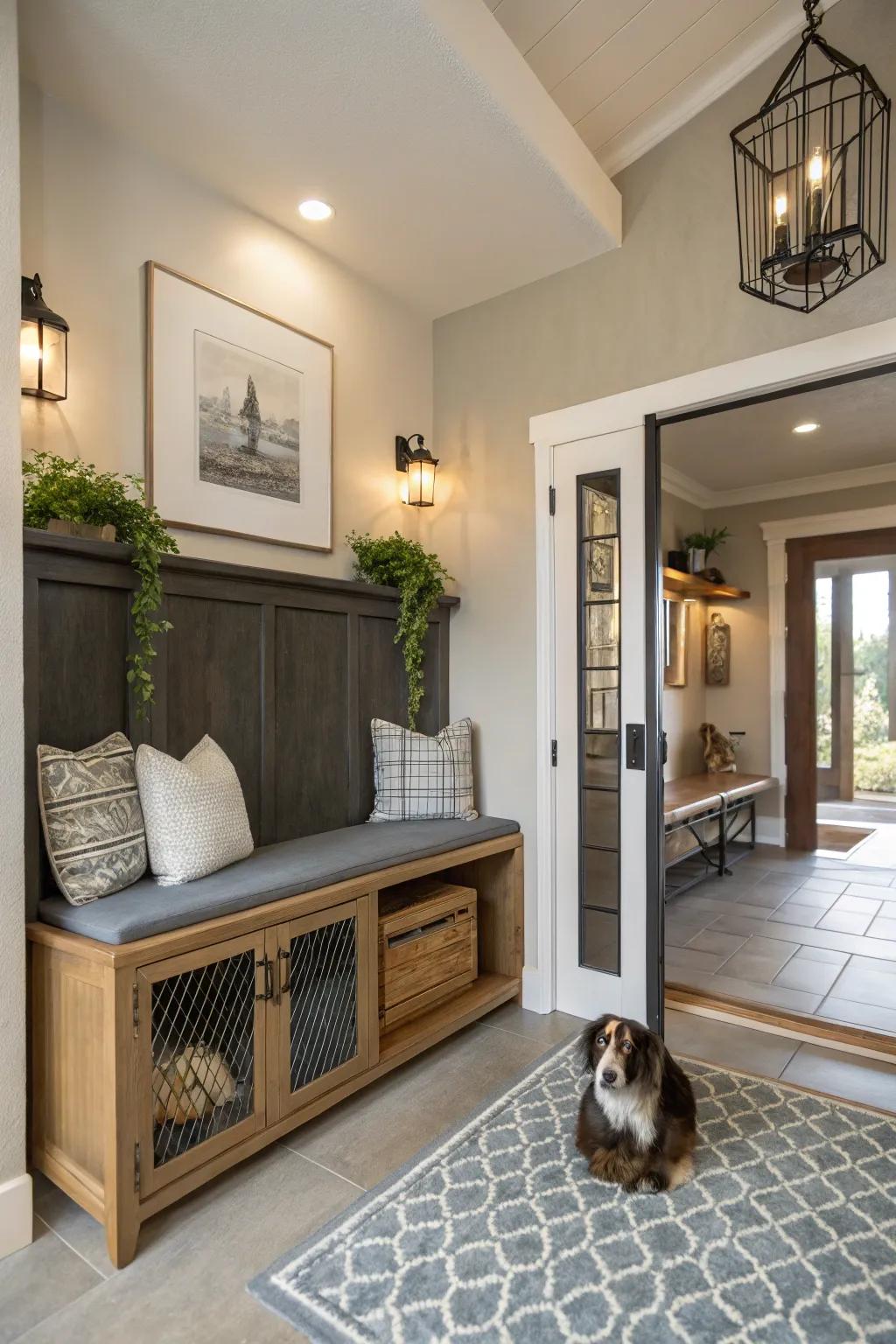 Get the most out of entryway room with a chic kennel addition.