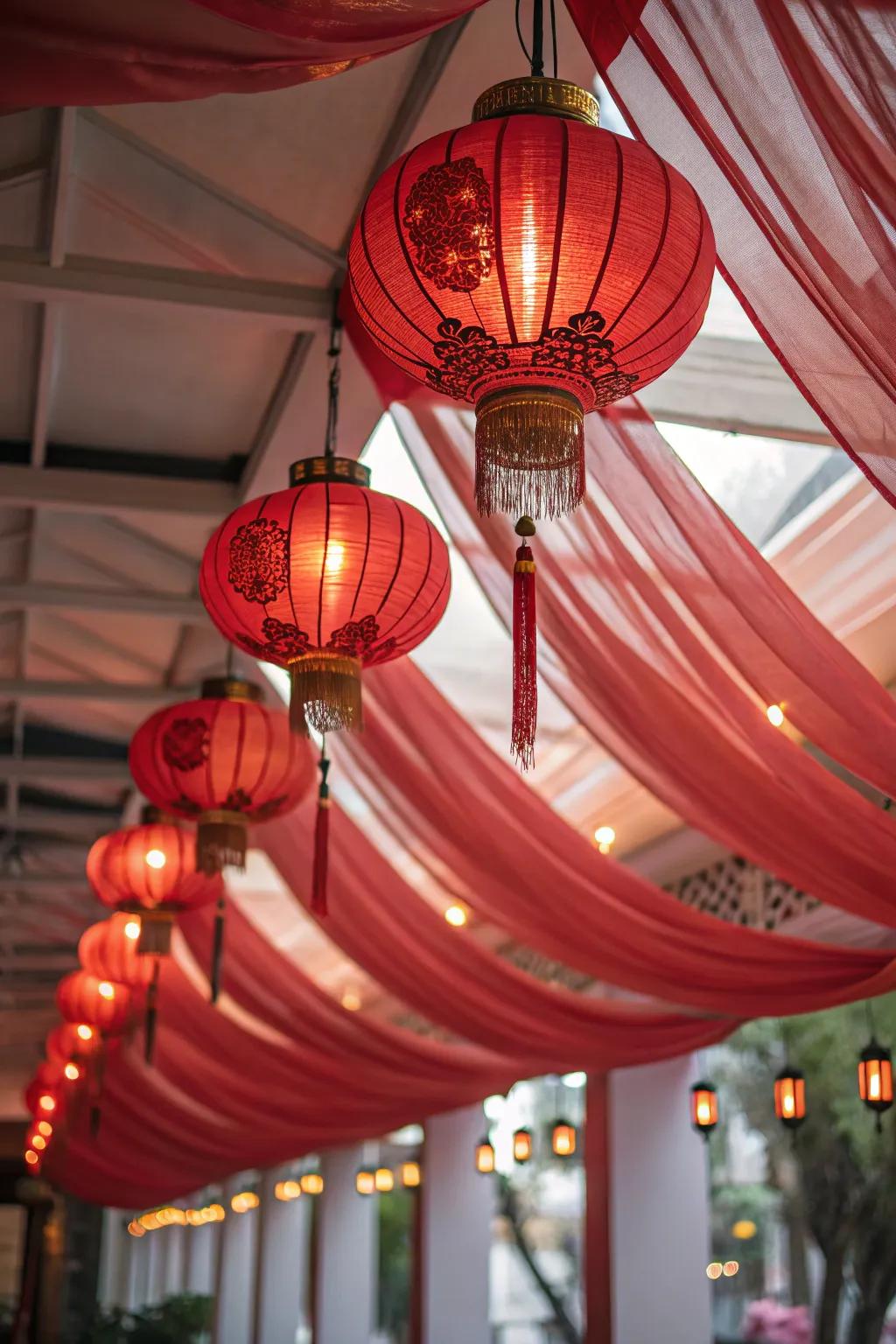 A ceiling embellished with enchanting hanging decor.
