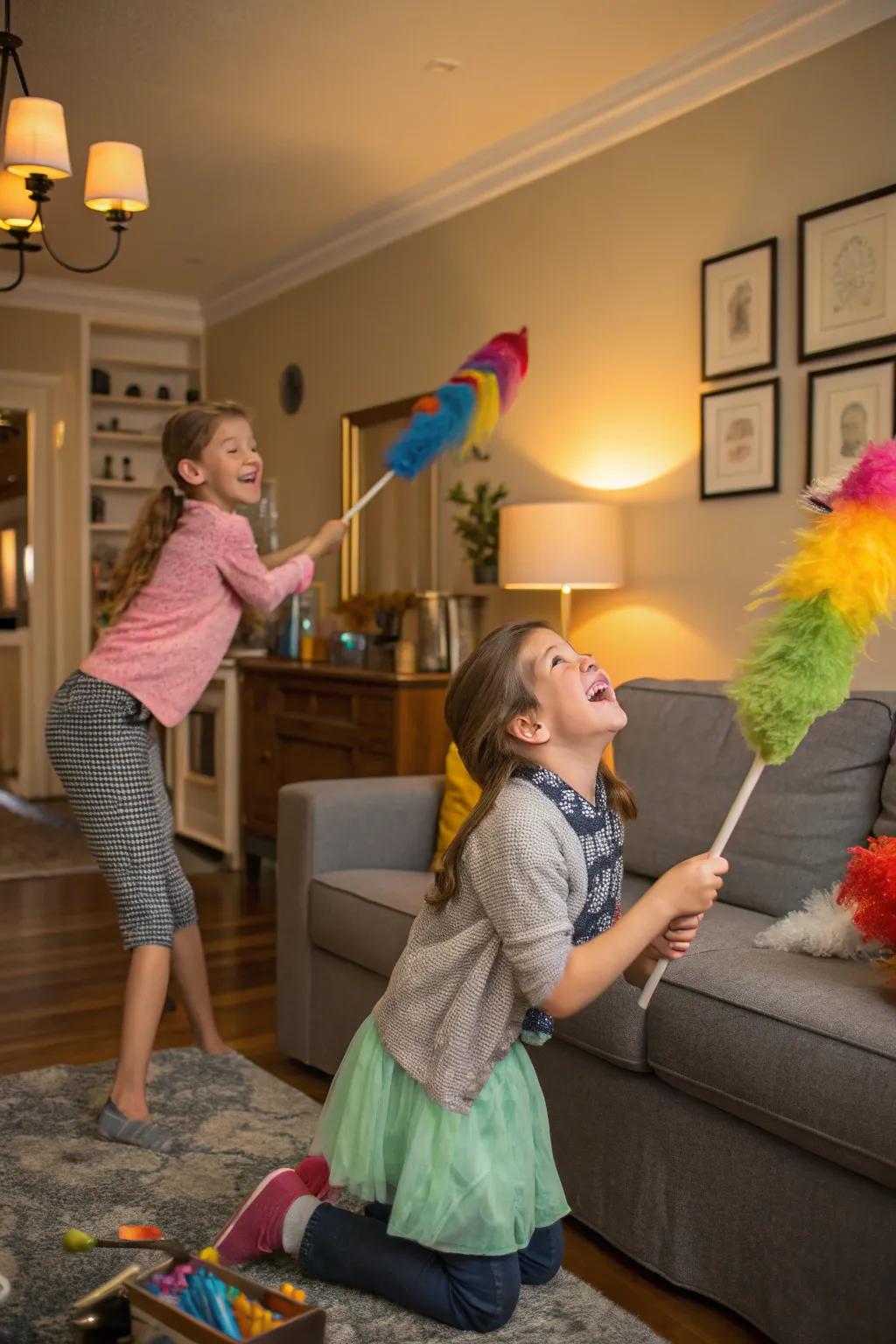 Render dusting delightful by morphing it into a detective game.