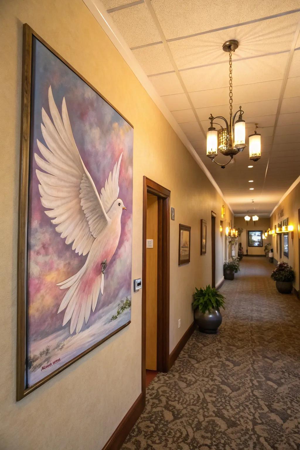 A dove adds a peaceful aura to any entrance.