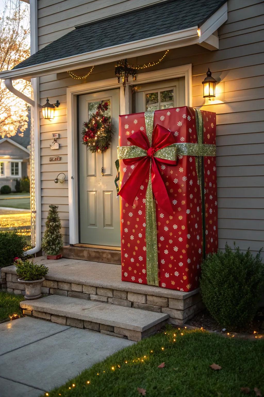 Your home becomes a huge present using this fun design.