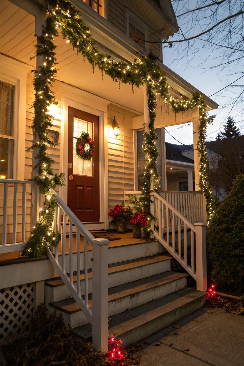 Twists of greenery create a majestic and festive entrance.