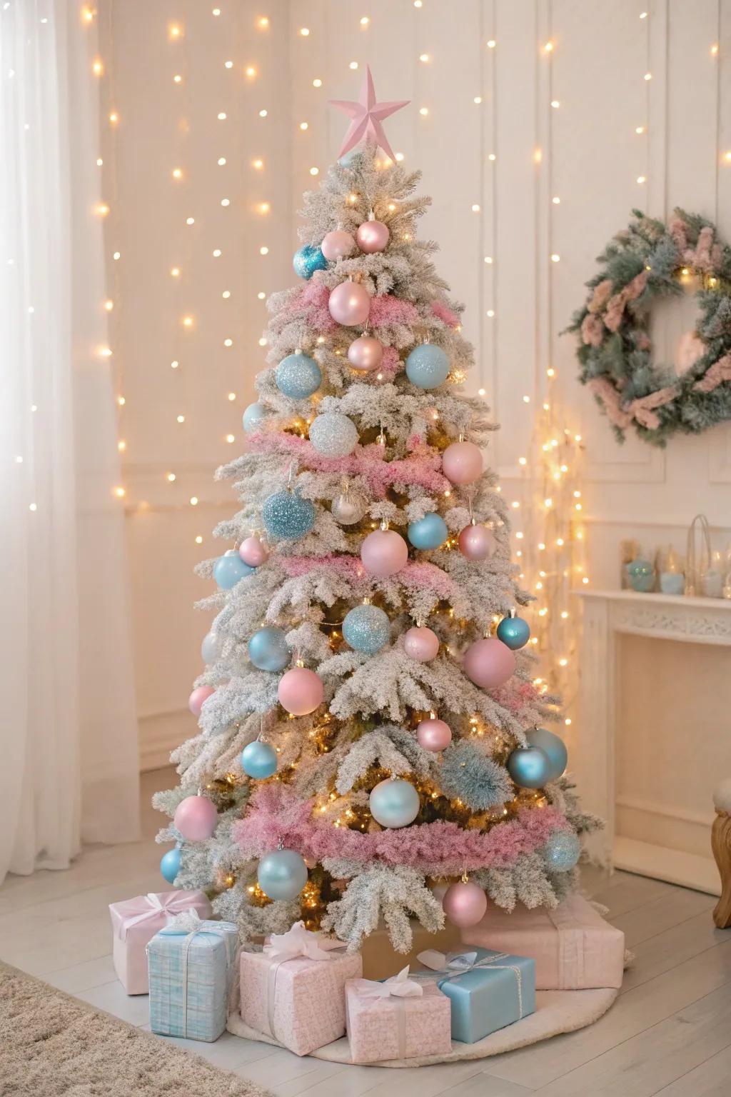 A lively pastel Christmas tree for a delightful sensation.