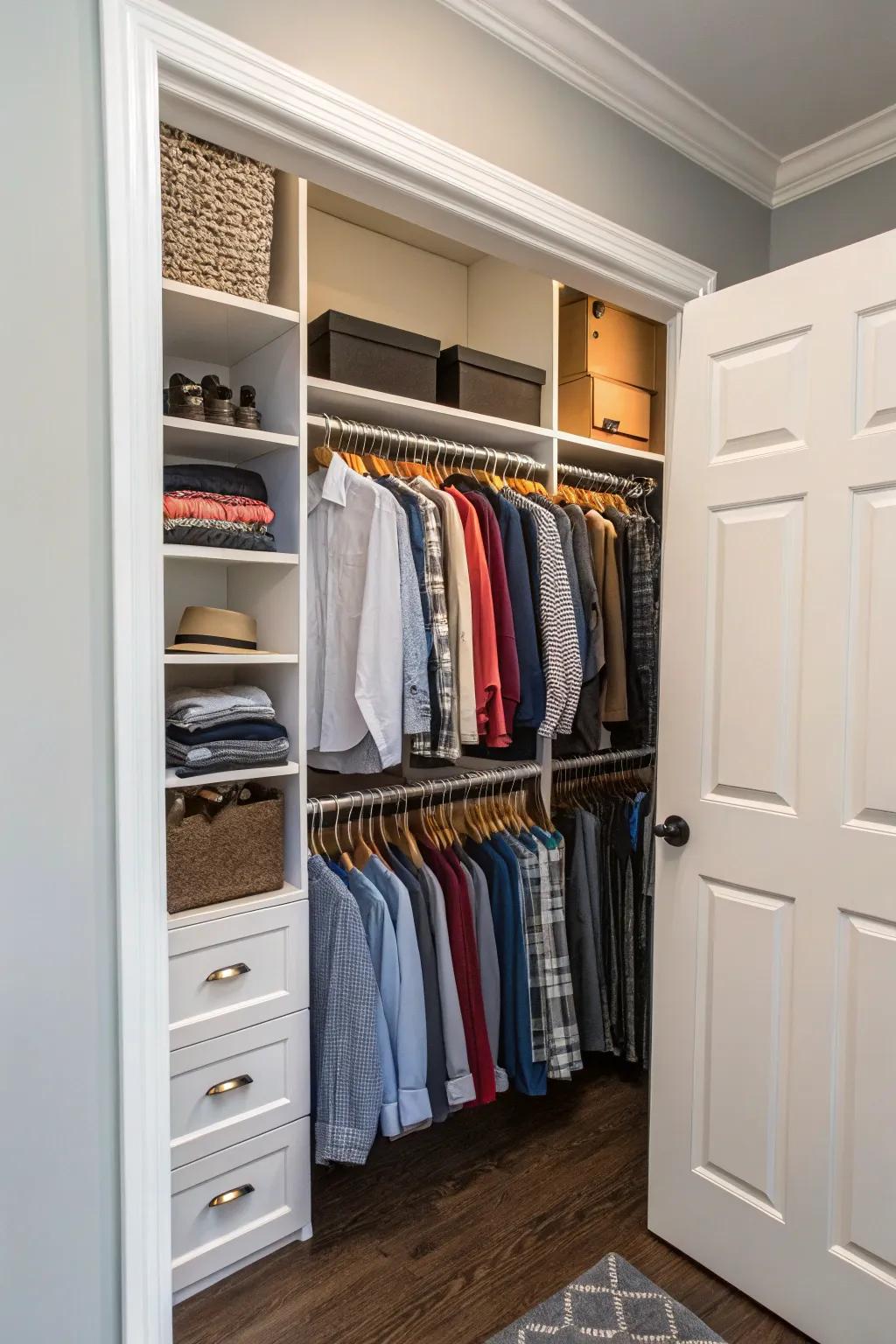 Nook rails make the most of every inch of wardrobe space effectively.