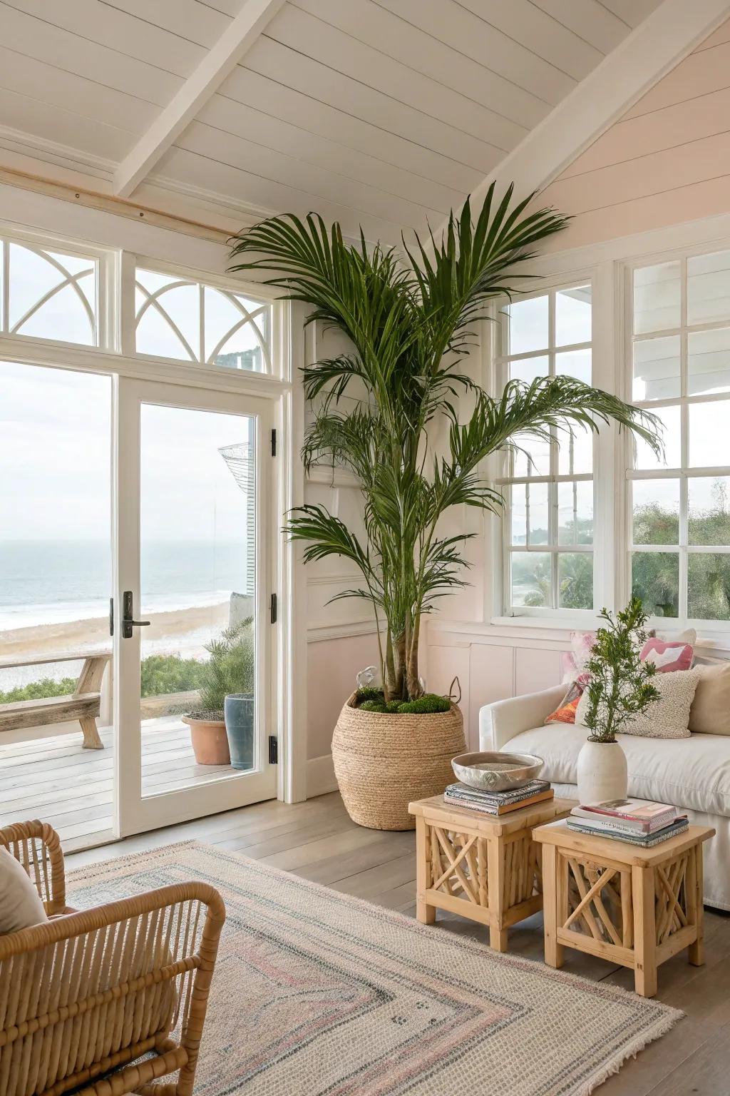 Greenery brings a fresh feel to coastal design.