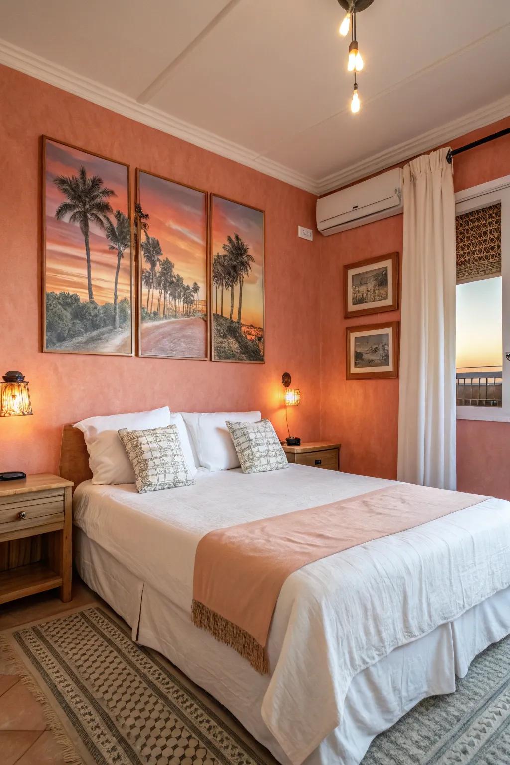 Sunset peach radiance adds coziness and romance.