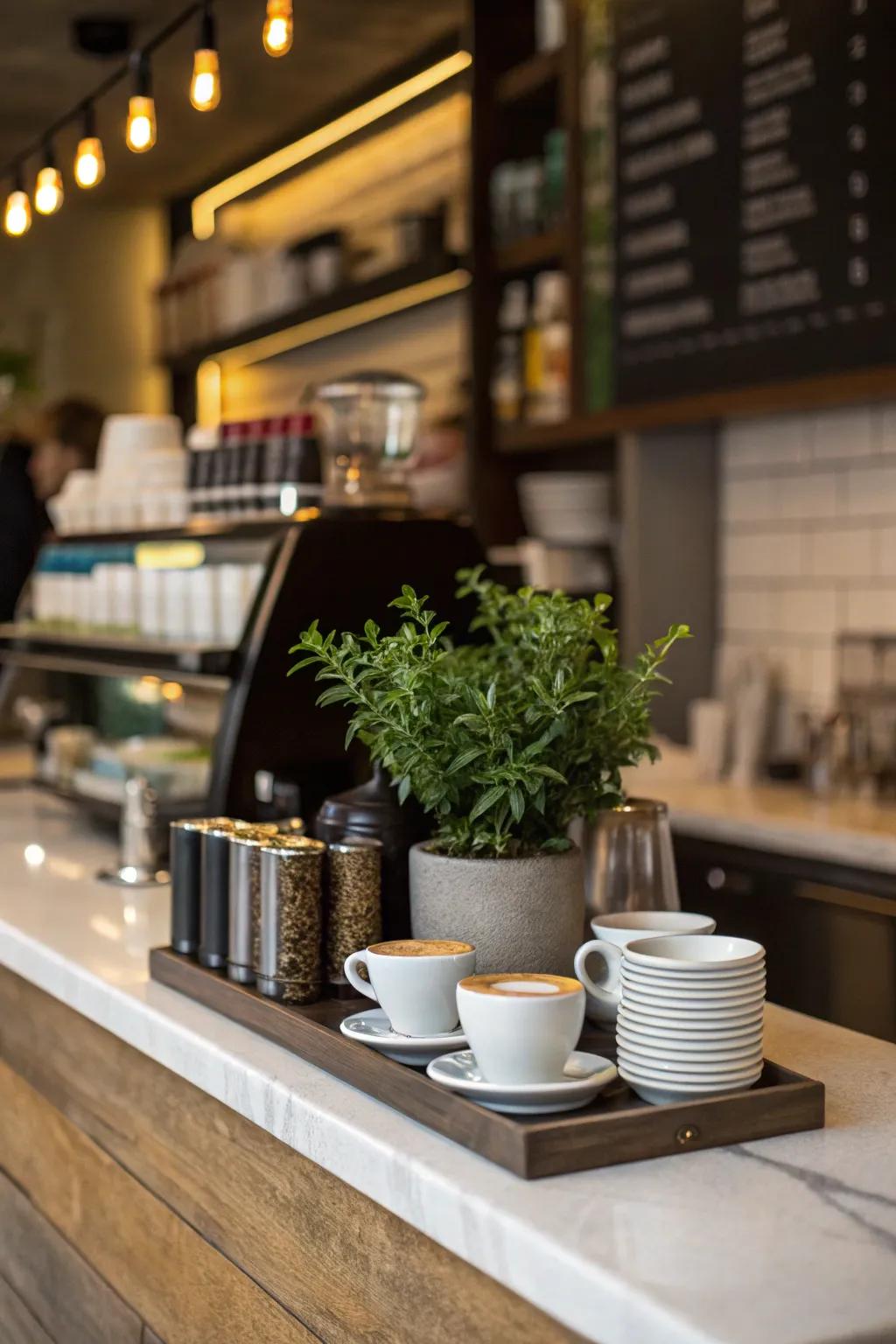 Bring life to your coffee nook with a bit of plant life.