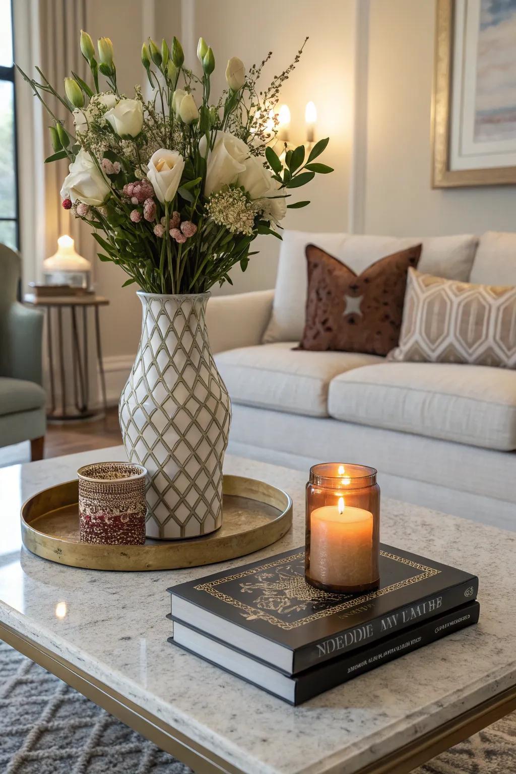 Different heights on your table add depth and visual interest.