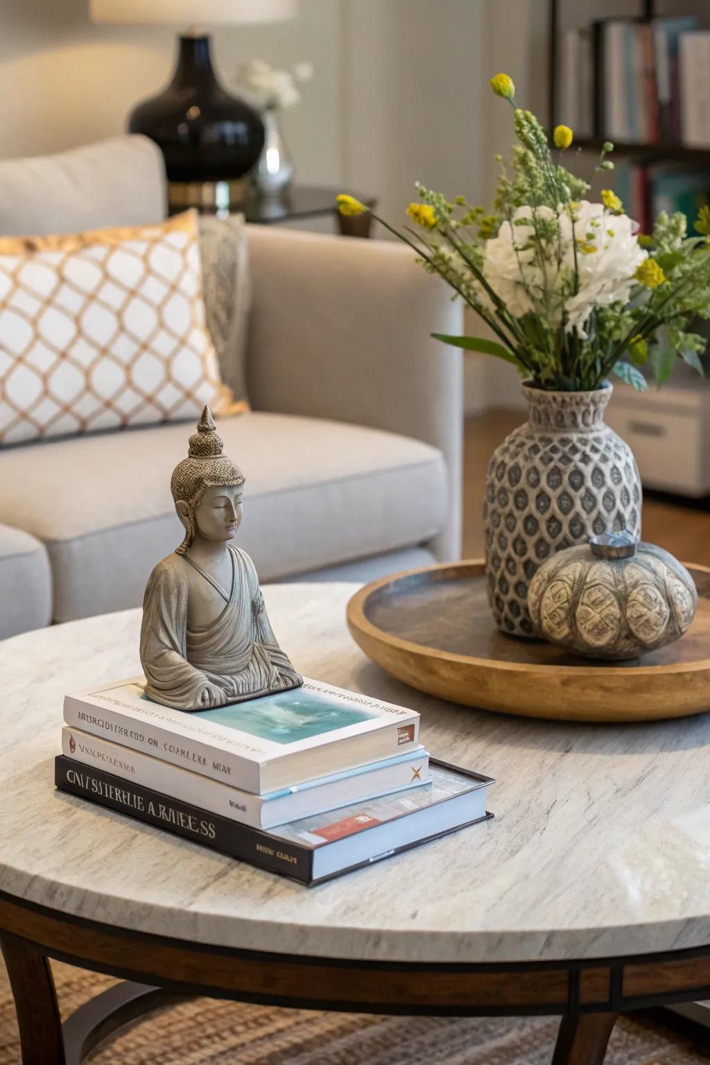Eye-catching art can serve as an attractive point of interest on your coffee table.