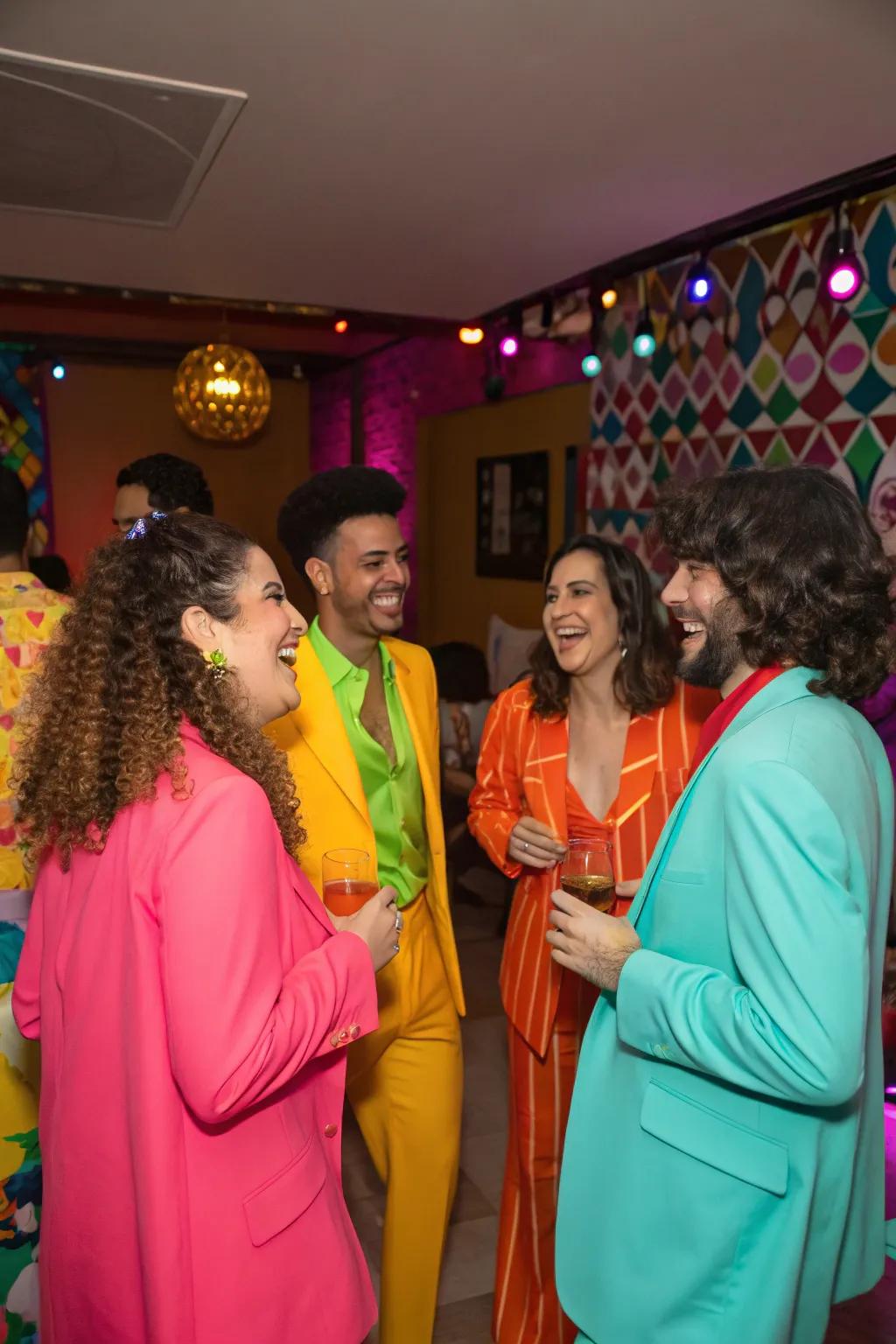 Guests dressed in energetic colors for the celebration.