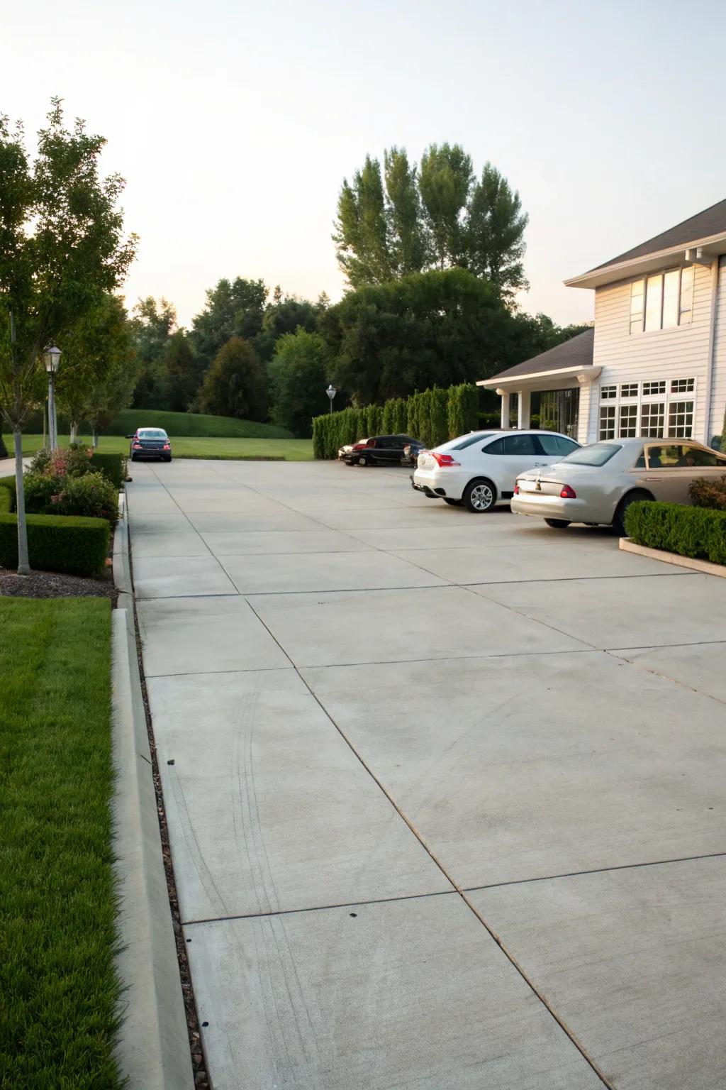 A wide driveway that combines functionality with impressive curb appeal.