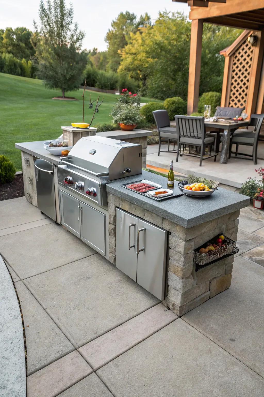 An outdoor cooking station boosts your patio's functionality.
