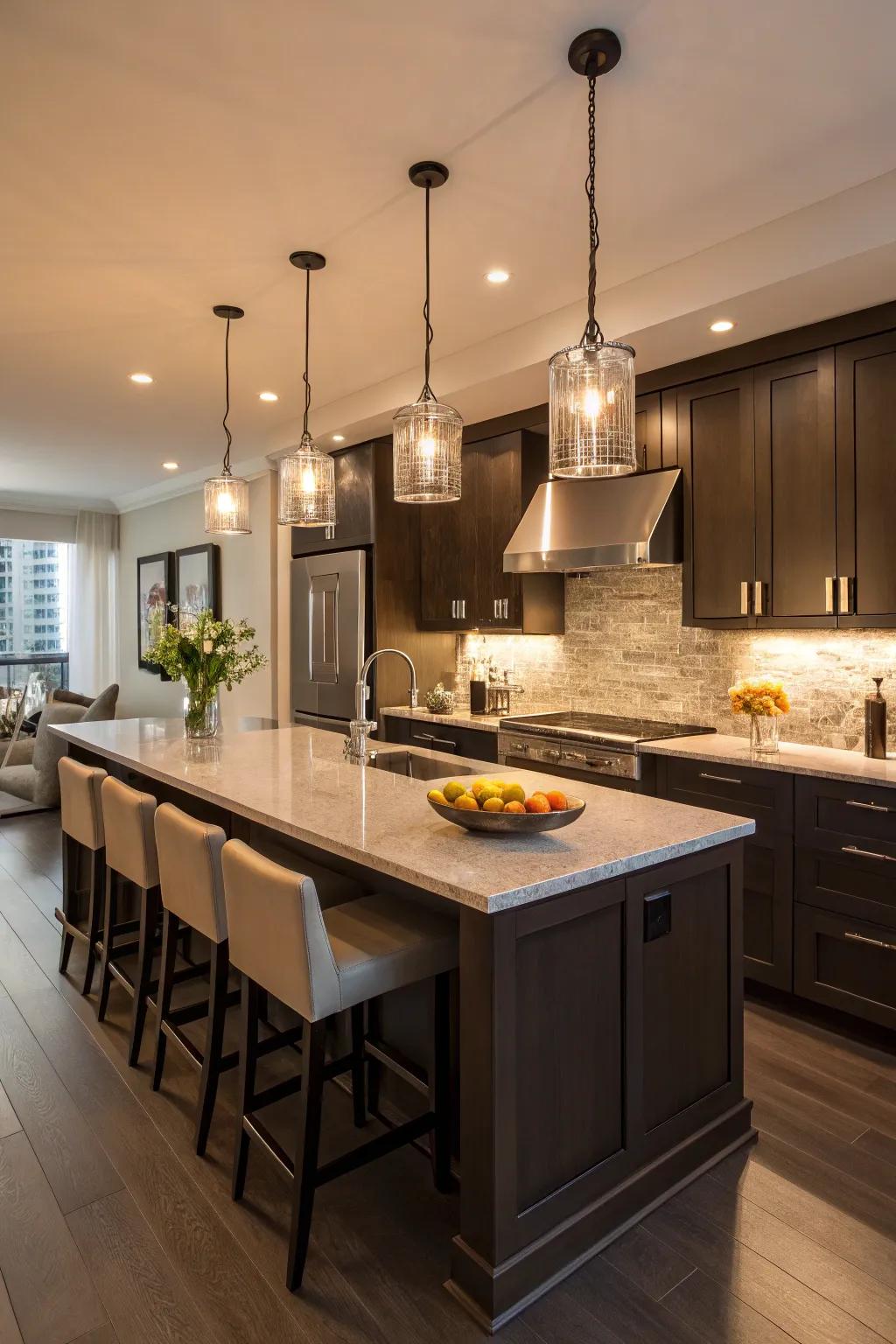 Imaginative lighting enhances the atmosphere and functionality of your kitchen.