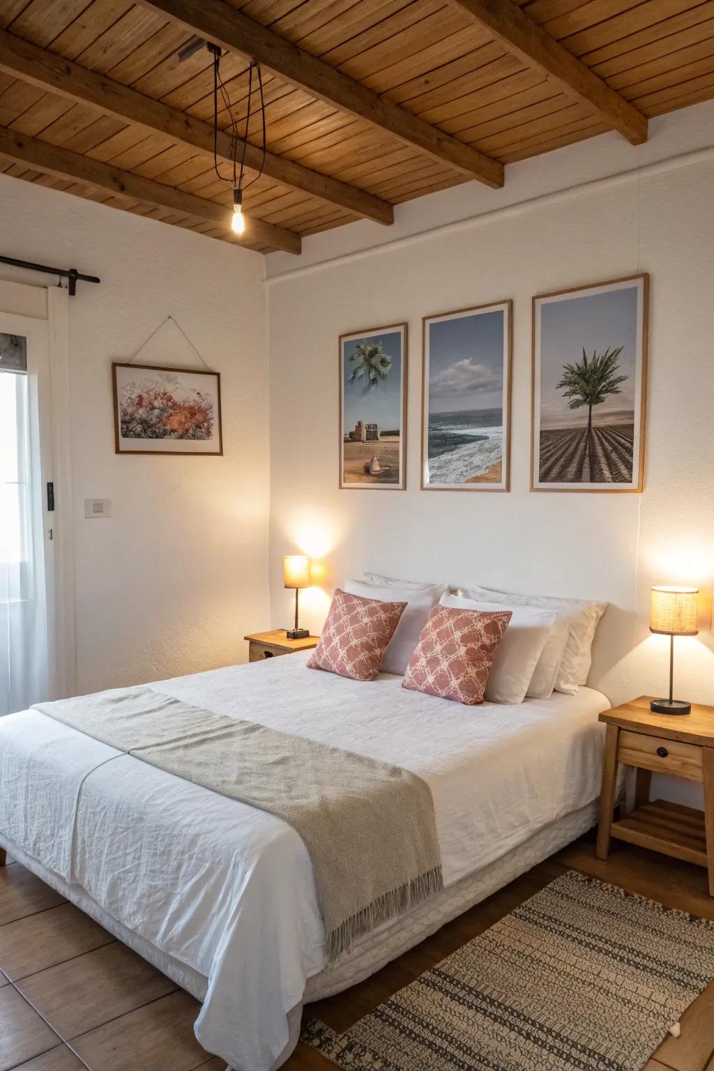 Simple posters provide a neat and serene decor choice.