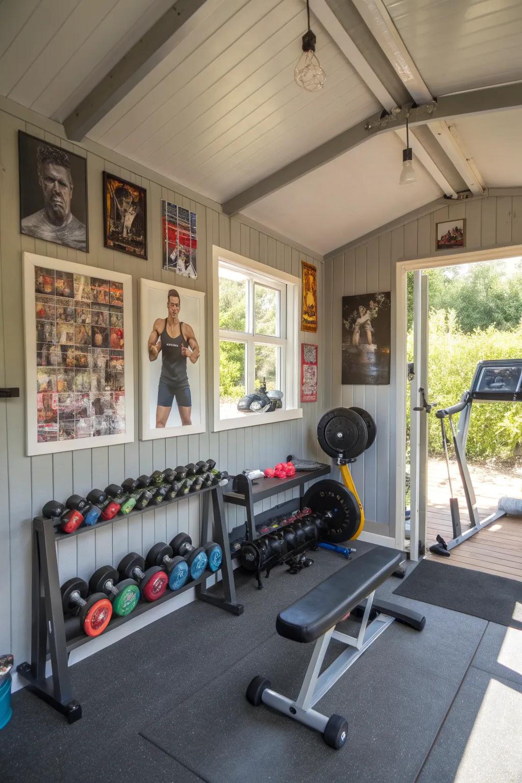 Stay fit and energized with a shed transformed into a home gym.