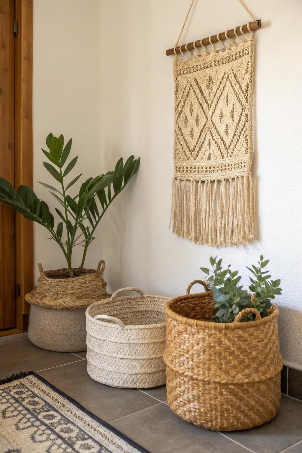 Introduce texture for a welcoming and inviting corner.