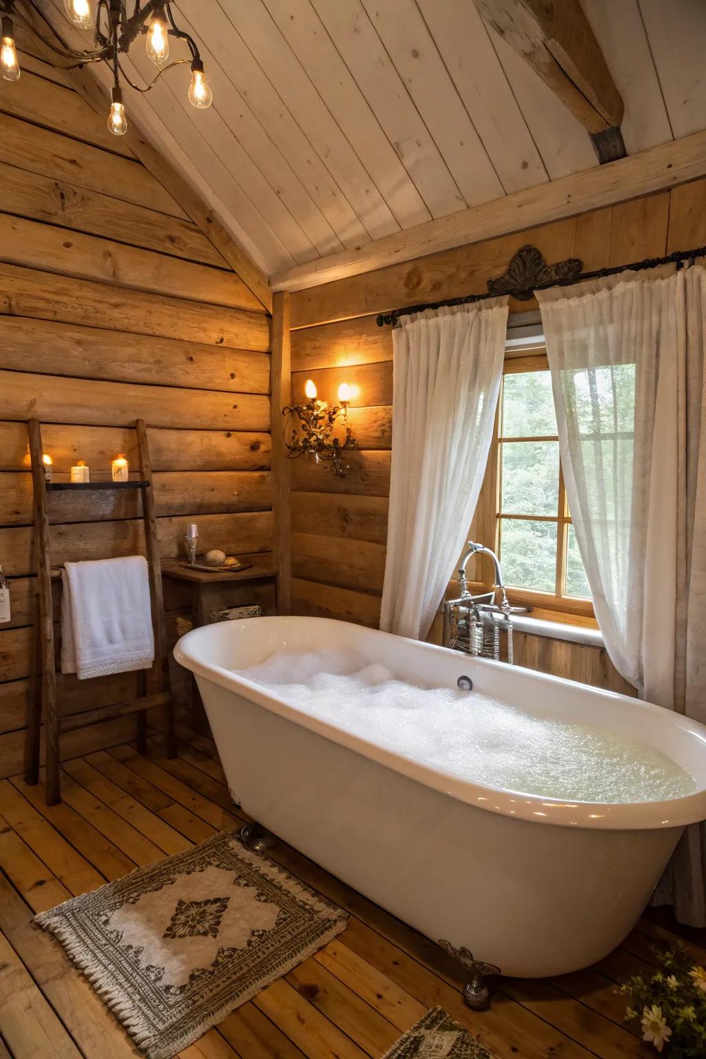 A self-supporting tub creating a lavish focal point