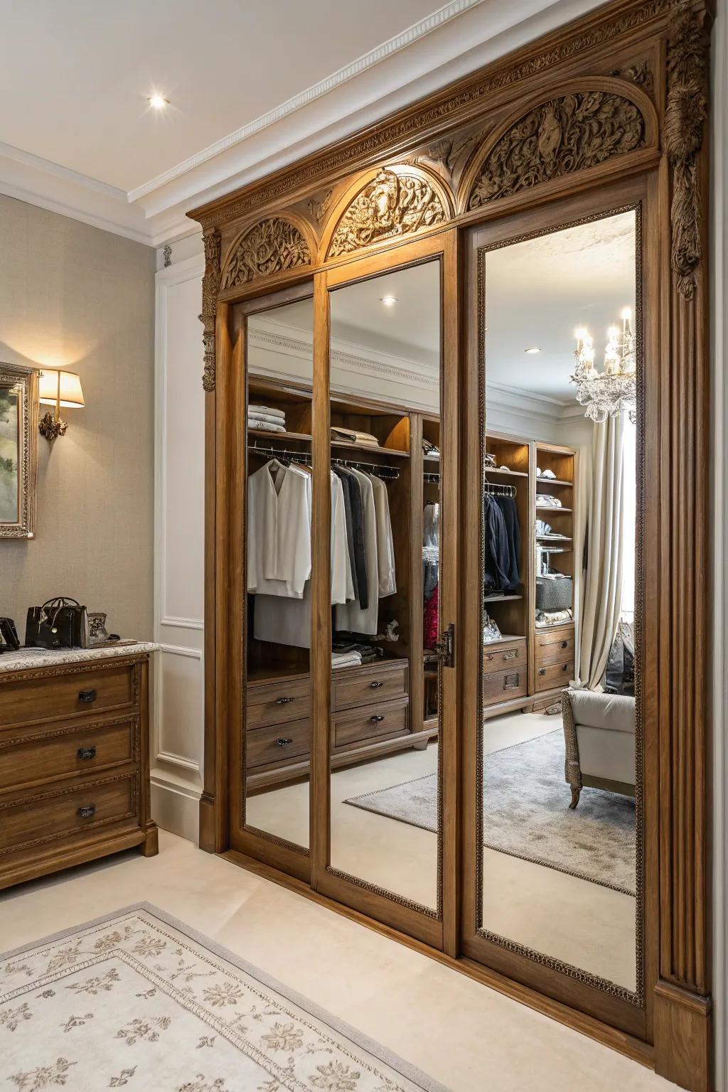 Frames bestow a traditional note to mirrored panels.