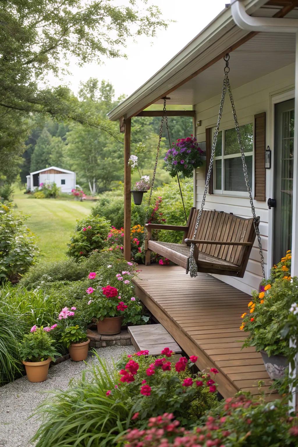 Rich plant life improves your porch's connection to the outdoors.