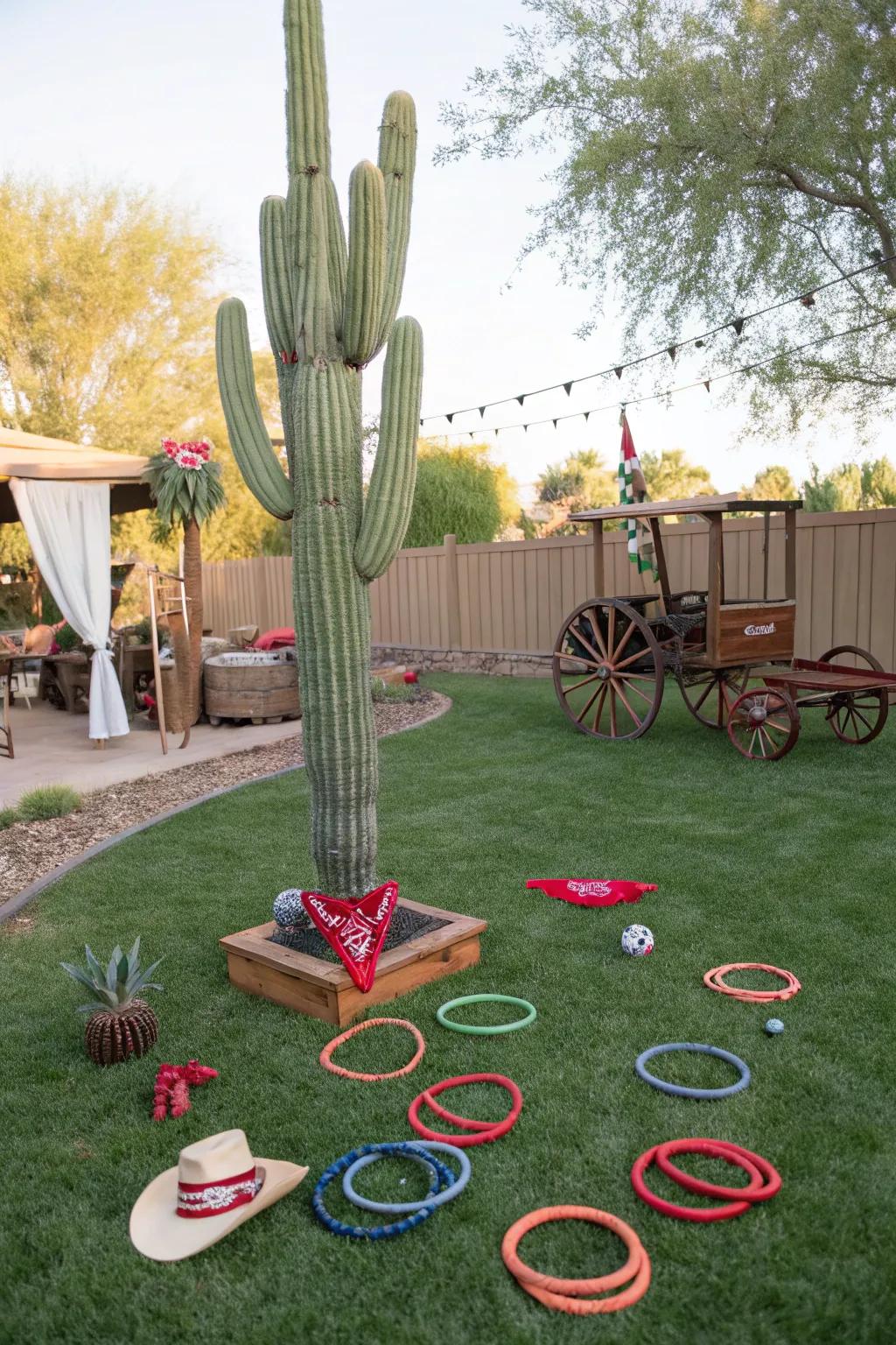 Engage attendees with a traditional thorny plant ring toss game.
