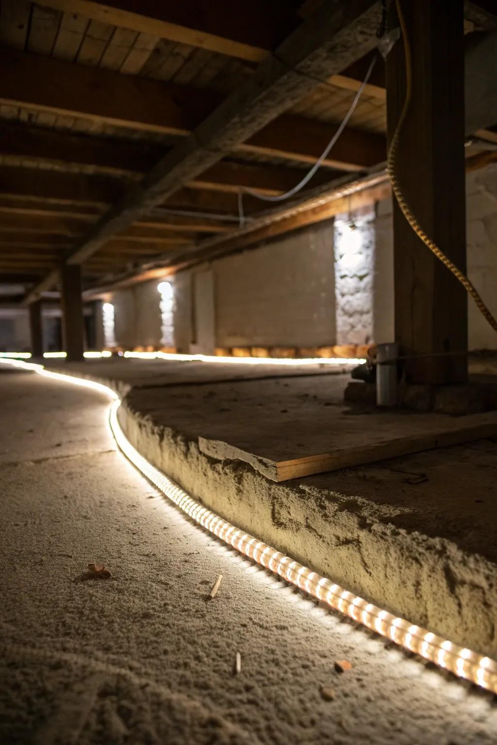 Enhance your crawl space with versatile tube lighting.