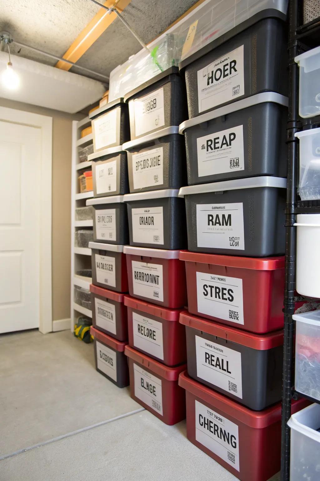 Labels mean you can quickly find what you need in a packed underhouse area.