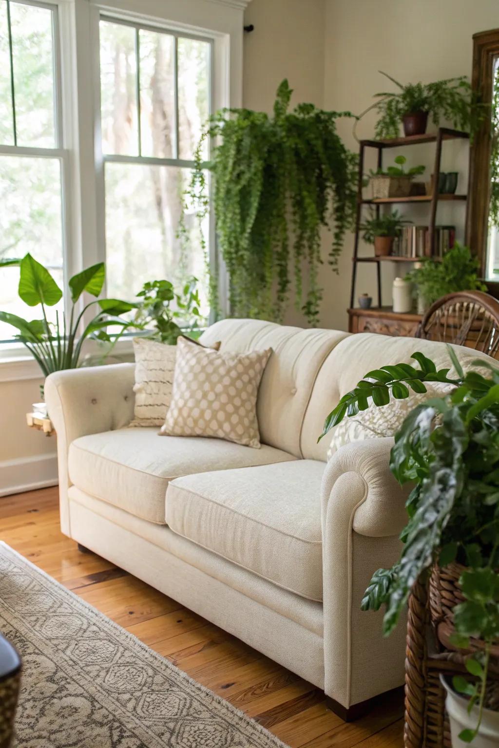 Greenery invigorates the area, bringing a fresh, natural mood.