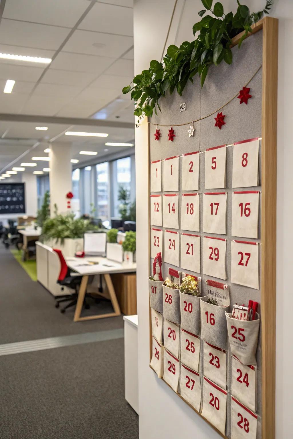 A countdown calendar includes everyday anticipation to the workplace.