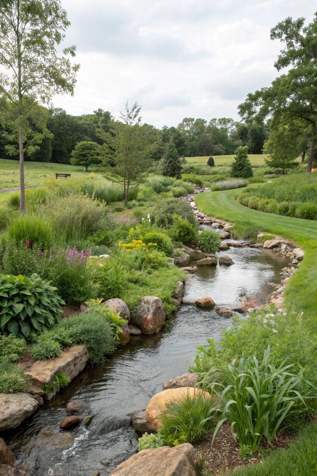 Naturalistic arrangement cultivates harmony amid your garden and its milieu.