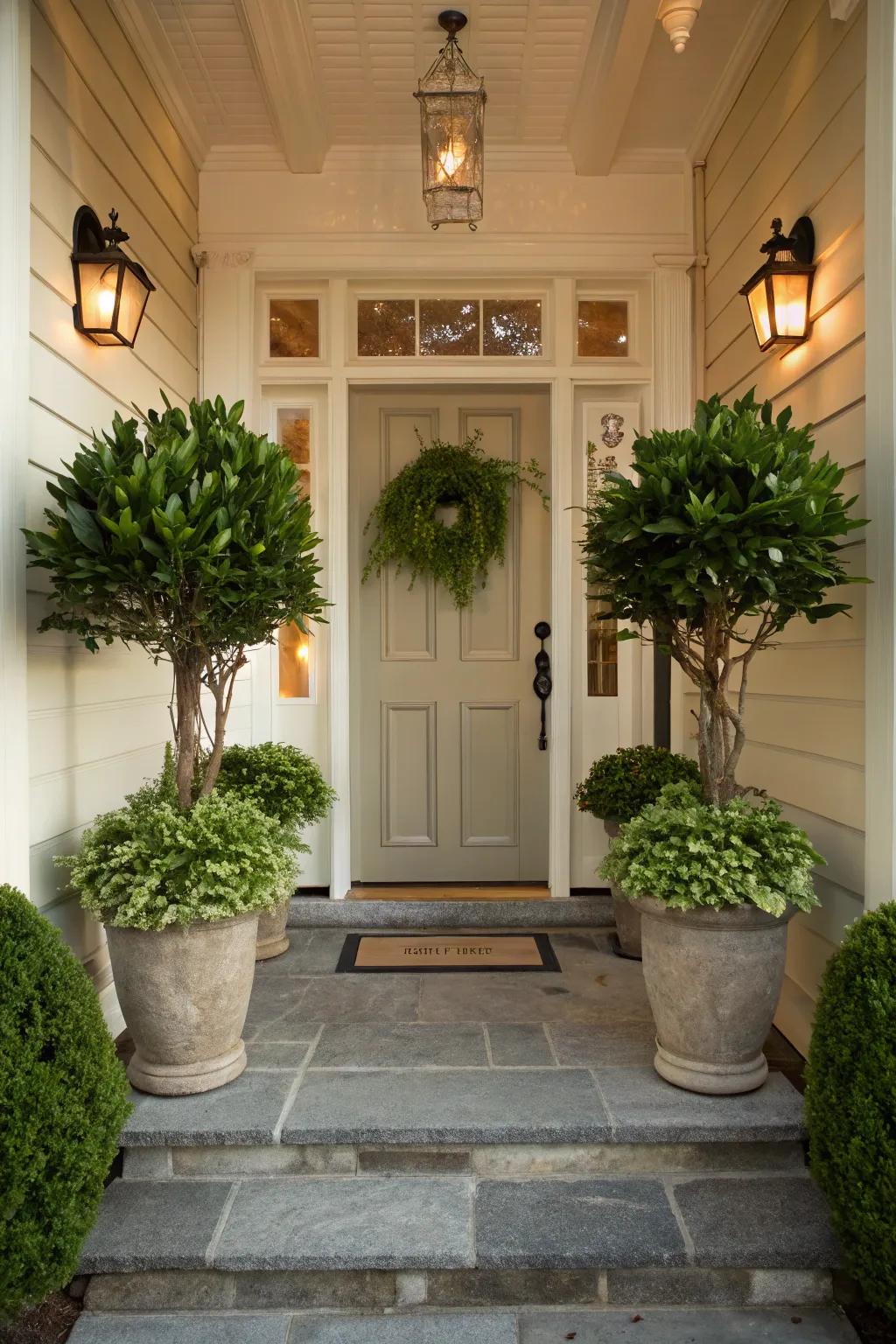 Symmetrical plants craft a balanced aesthetic.